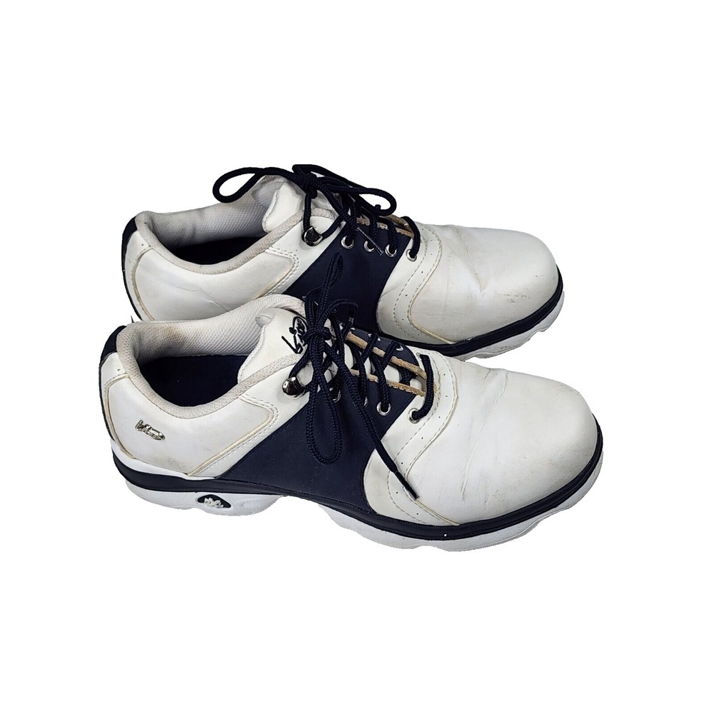Bite 9627A Womens Offset‎ Golf Shoes Cleats White Black Lace Up Size 8 Medium